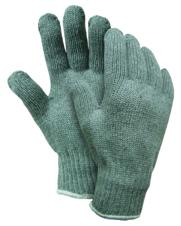 Knit Gloves, Cotton Polyester Blend, None Uncoated, Gray, S, 1 PR
