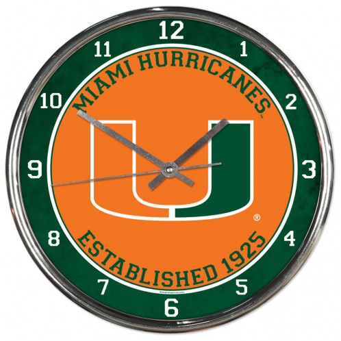 Clock - 12 in. Round - Miami Hurricanes