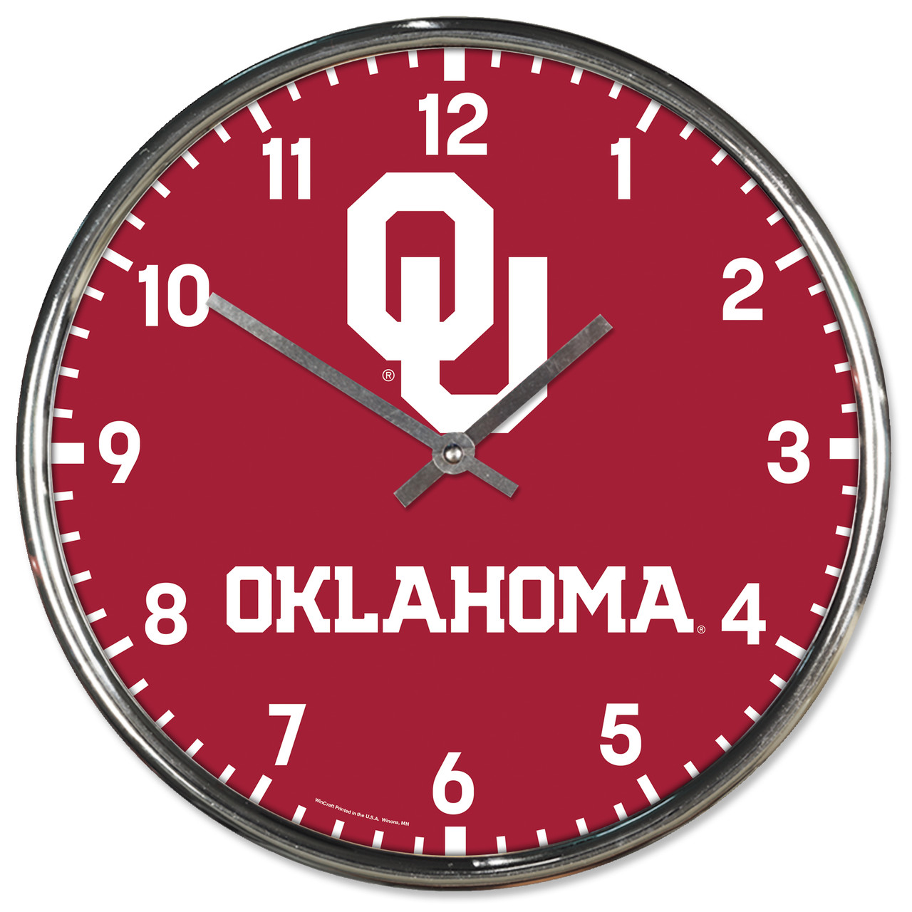 2799012 Clock - 12 in. Round - Oklahoma Sooners