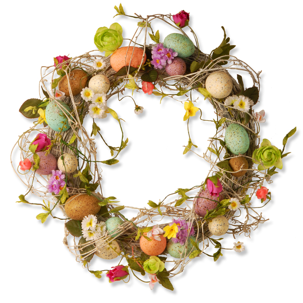 Picture of National Tree GAE30-18WEF 18 in. Easter Wreath With Eggs&#44; Flowers & Twigs