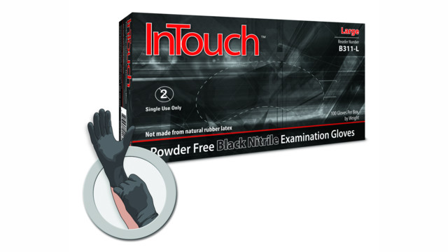 Atlantic Safety Products B311-M InTouch Exam Gloves, Black, Medium (B311-M)