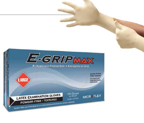 Microflex L920 E-Grip Max L92 Latex Exam Gloves, Natural, X-Small - 1,000/Case
