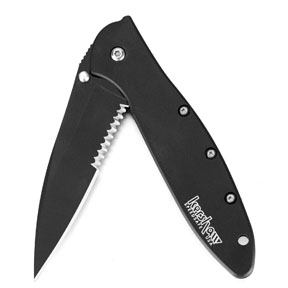 KER-1660CKTST Leek Serrated Folding Knife With Speedsafe  Black