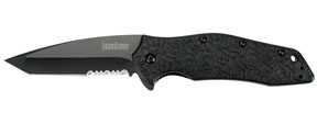 Kuro Tanto - Black And Black Serrated Knife