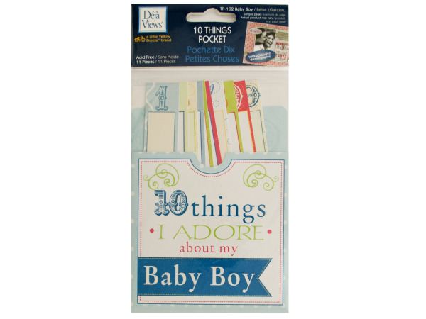 Picture of Bulk Buys CG588-72 10 Things I Adore About My Baby Boy Journaling Pocket -Pack of 72