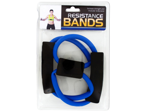Picture of Bulk Buys OF472-12 Portable Resistance Bands With Foam Handles -Pack of 12