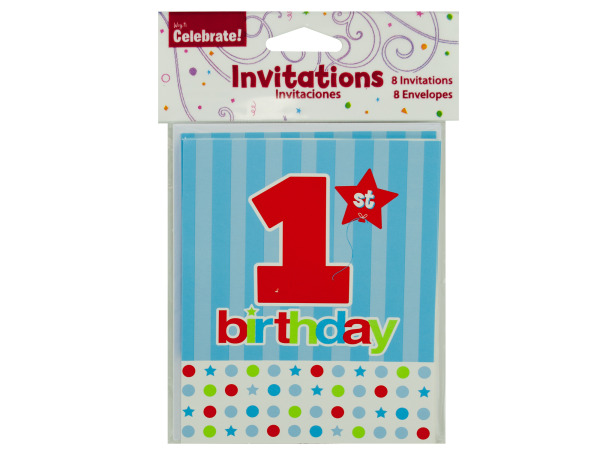 Picture of Bulk Buys PA279-72 1St Birthday Invites -Pack of 72
