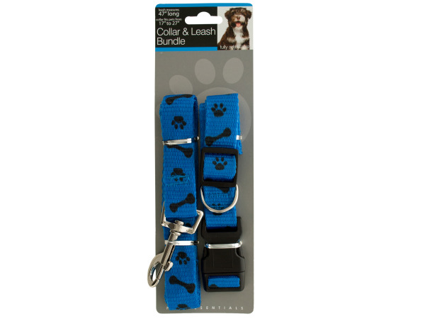 Picture of Bulk Buys OD954-12 Paw & Bone Print Collar & Leash Bundle Set -Pack of 12