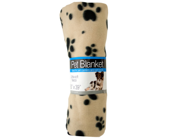 Picture of Bulk Buys OD364-12 Fleece Paw Print Pet Blanket -Pack of 12