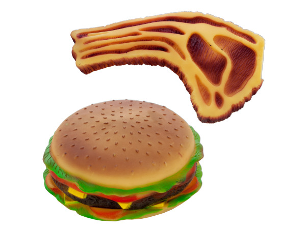 Picture of Bulk Buys OD938-24 Squeaky Hamburger and Steak Dog Toy -Pack of 24