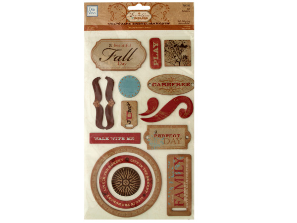 Picture of Bulk Buys CG743-24 Fall Self-Adhesive Chipboard Embellishments -Pack of 24