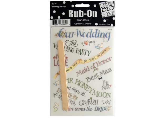 Picture of Bulk Buys CG249-24 Wedding Sayings Rub-On Transfers -Pack of 24