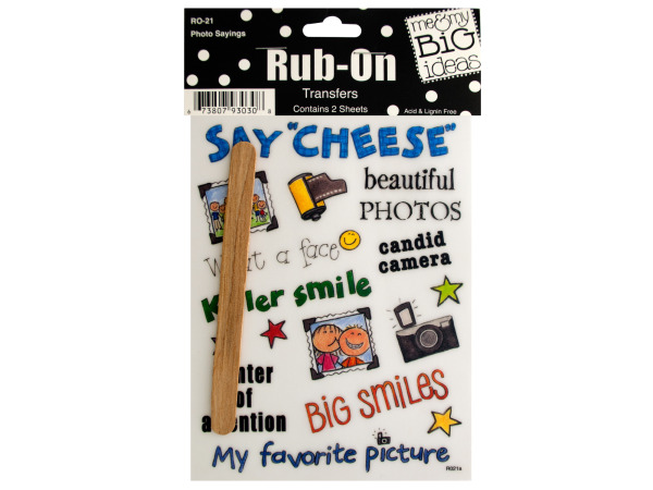 Picture of Bulk Buys CG256-24 Photo Sayings Rub-On Transfers -Pack of 24