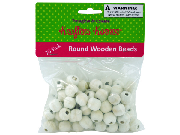 Picture of Bulk Buys CC886-75 Round Wooden Beads -Pack of 75