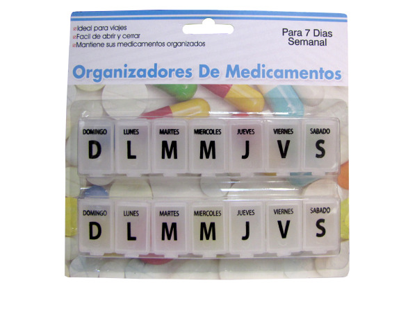 Picture of Bulk Buys SP002-72 7-Day Spanish-Language Pill Case -Pack of 72