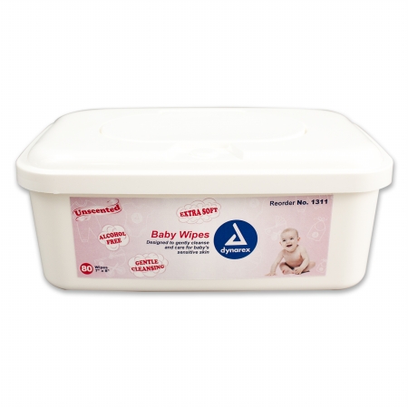 Dynarex Baby Wipes (12 Tubs/Case) - Unscented Tub