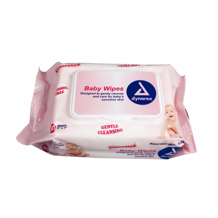 Dynarex Baby Wipes Unscented Refill (1920/Case) - With Plastic Lid - 5" x 7"