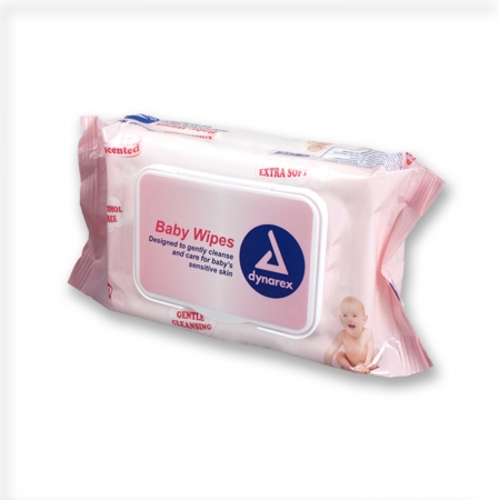 Dynarex Baby Wipes Unscented Refill (1920/Case) - With Plastic Lid - 7" x 8"