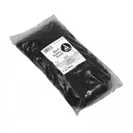 Dynarex Black Rubber Bands - 1 lb Bag (25 Bags/Case)