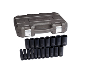 19 Piece 1/2" Drive 6 Point Deep Impact SAE Socket Set