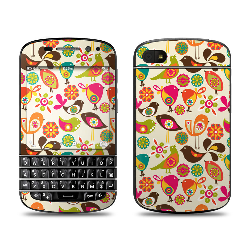 Picture of DecalGirl BQ10-BIRDFLOWERS BlackBerry Q10 Skin - Bird Flowers
