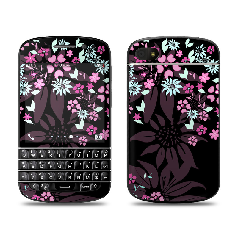 Picture of DecalGirl BQ10-DKFLOWERS BlackBerry Q10 Skin - Dark Flowers