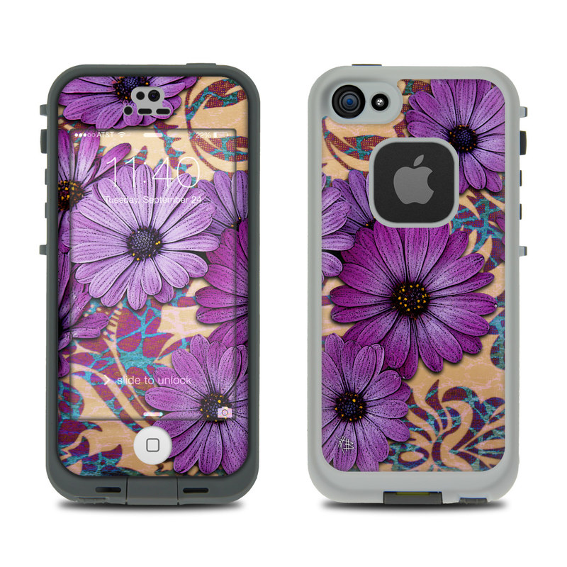 LCF5-DAISDAM LifeProof Fre 5S Case Skin - Daisy Damask -  DecalGirl