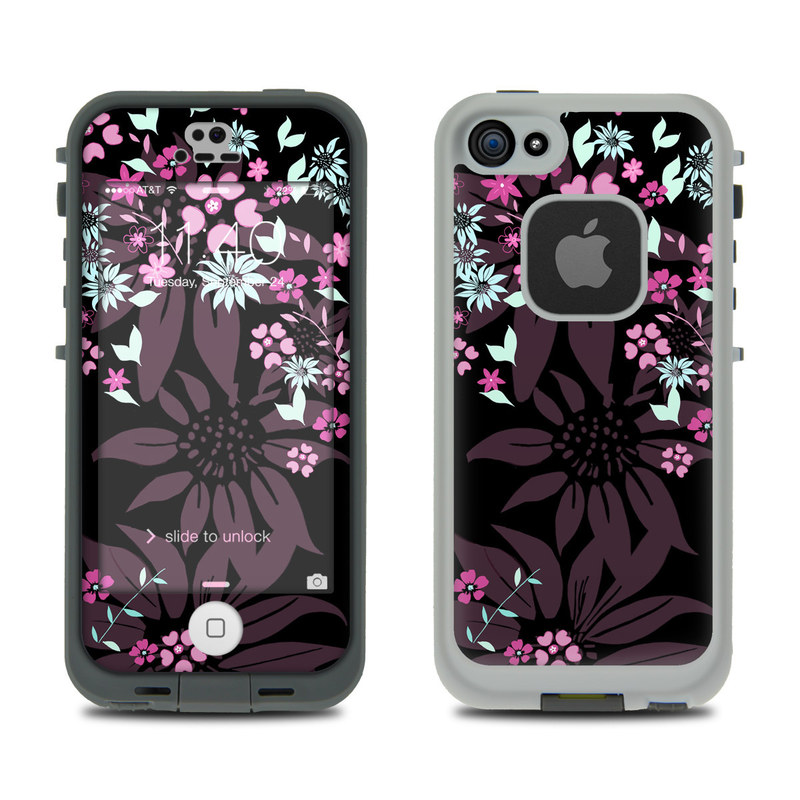 LCF5-DKFLOWERS LifeProof Fre 5S Case Skin - Dark Flowers -  DecalGirl