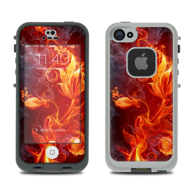 LCF5-FLWRFIRE LifeProof Fre 5S Case Skin - Flower Of Fire -  DecalGirl