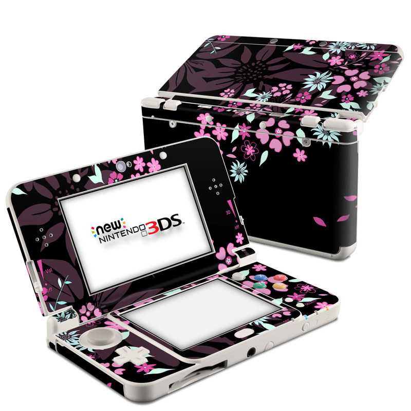 N3DS15-DKFLOWERS Nintendo 3DS 2015 Skin - Dark Flowers -  DecalGirl