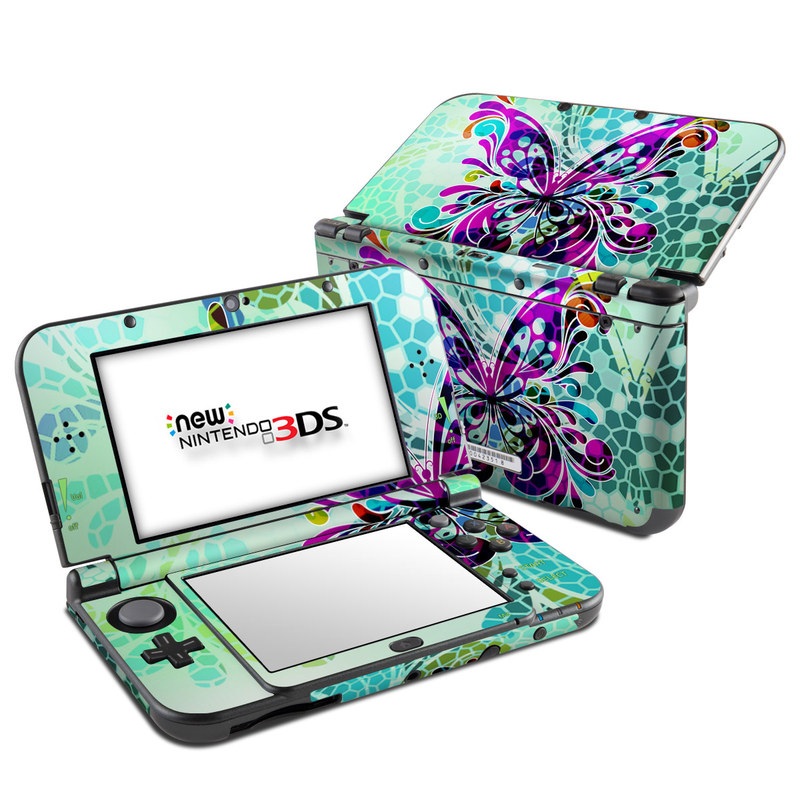 N3DSLL-BFLYGLASS Nintendo 3DS LL Skin - Butterfly Glass -  DecalGirl