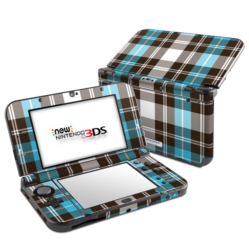 N3DSLL-PLAID-TUR Nintendo 3DS LL Skin - Turquoise Plaid -  DecalGirl