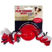Picture of Ethical Dog 689877 Play Strong Mini Tugs Ball With Rope - Red, Small