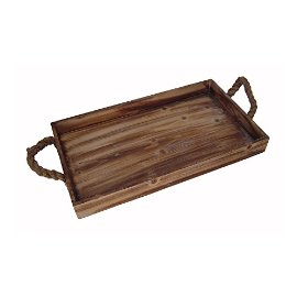 Picture of Cheungs FP-4023 Wooden Rectangular Tray With Rope Side Handles