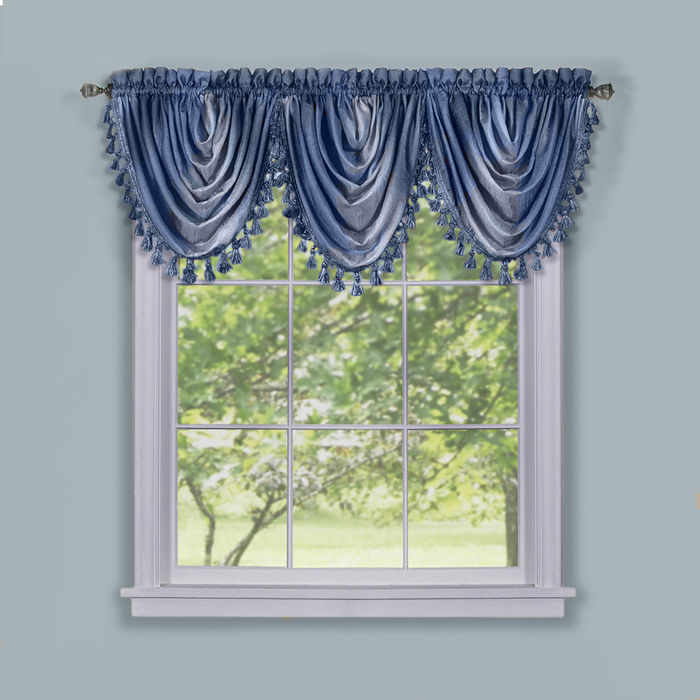 OMWFVLBL06 Ombre Waterfall Valance - Blue