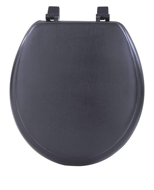 Picture of Achim Importing TOVYSTBK04 Fantasia Black Soft Standard Vinyl Toilet Seat&#44; 17 in.