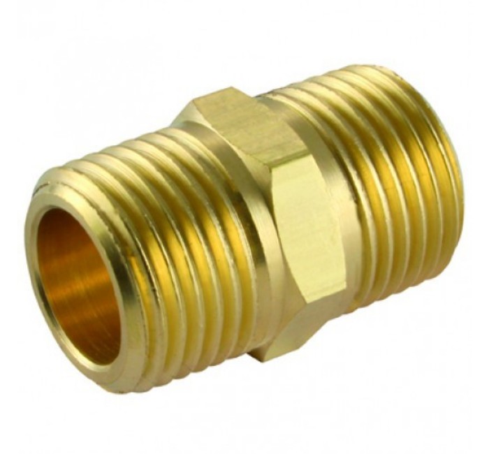 Picture of Airbagit FIT-NPT-CONNECT-NIPPLE-02 Connector Straight NPT Male - Air Fittings - 0. 12 NPT To 0. 12 in.