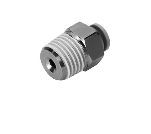 Picture of Airbagit FIT-PUSHTUBE-CONNECT-B9-4-2 Connector Straight 0. 25 in. Tube To 0. 12 in. NPT Male