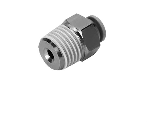 Picture of Airbagit FIT-PUSHTUBE-CONNECT-B9-4-4 Connector Straight 0. 25 in. Tube To 0. 25 in. NPT Male