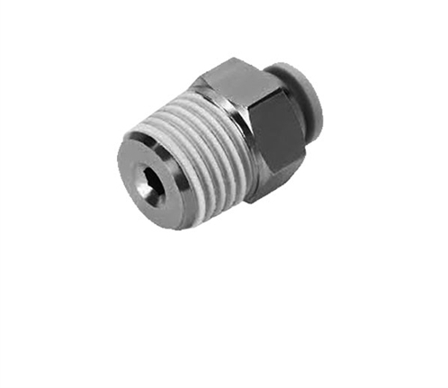 Picture of Airbagit FIT-PUSHTUBE-CONNECT-B9-6-4 Connector Straight NPT Male - 0. 37 in. Tube To 0. 25 in.