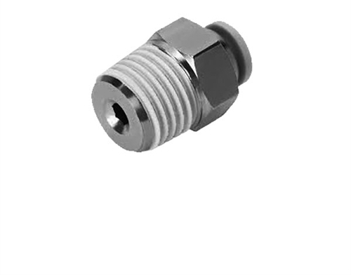 Picture of Airbagit FIT-PUSHTUBE-CONNECT-B9-8-4 Connector Straight 0. 5 in. Tube To 0. 25 in. NPT Male