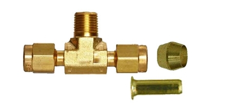 Picture of Airbagit FIT-COMPRESSION-TEE-BRANCH-C 0. 5 in. X 0. 5 in. Tube To 0. 37 in. NPT Male - Air Fittings
