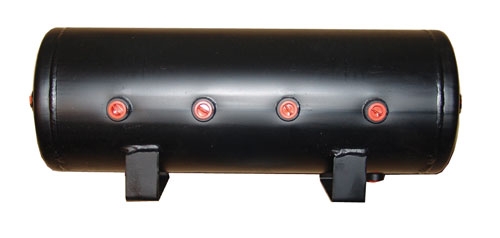 Picture of Airbagit AIRTANK-05-BLK 8 Port Steel 5.5 in. Endport 2.25 in. Aux Port 1.37 in. 8.4 x 29 in. & 5 gal.