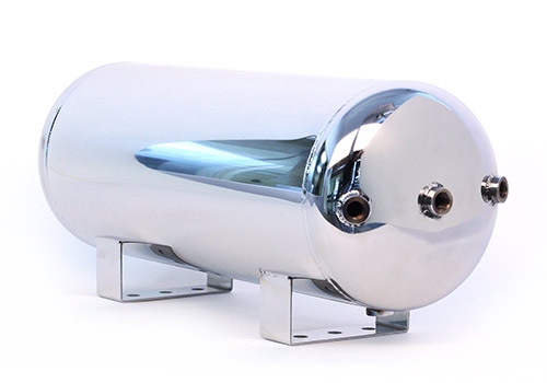 Picture of Airbagit AIRTANK-3-STL 5 Port Stainless 1.37&#44; 1.5&#44; 2.25 in. End&#44; 1.25 in. Drain 19 x 8 in. - 3 gal.