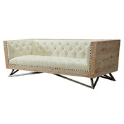 Picture of Armen Art Furniture LCRE3CR Regis Cream Sofa With Pine Frame And Gunmetal Legs
