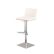 Picture of Armen Art Furniture LCCASWBAWHB201 Cafe Adjustable Brushed Stainless Steel Barstool- White Pu with Walnut Back