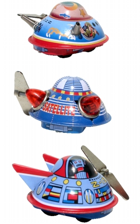 MS633 Collectible Tin Toy - 3 Space Ships