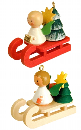 Christian icht Ornament - Angel on Sleigh