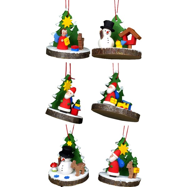 10-0839 Christian icht Ornament - Assorted Treeslice