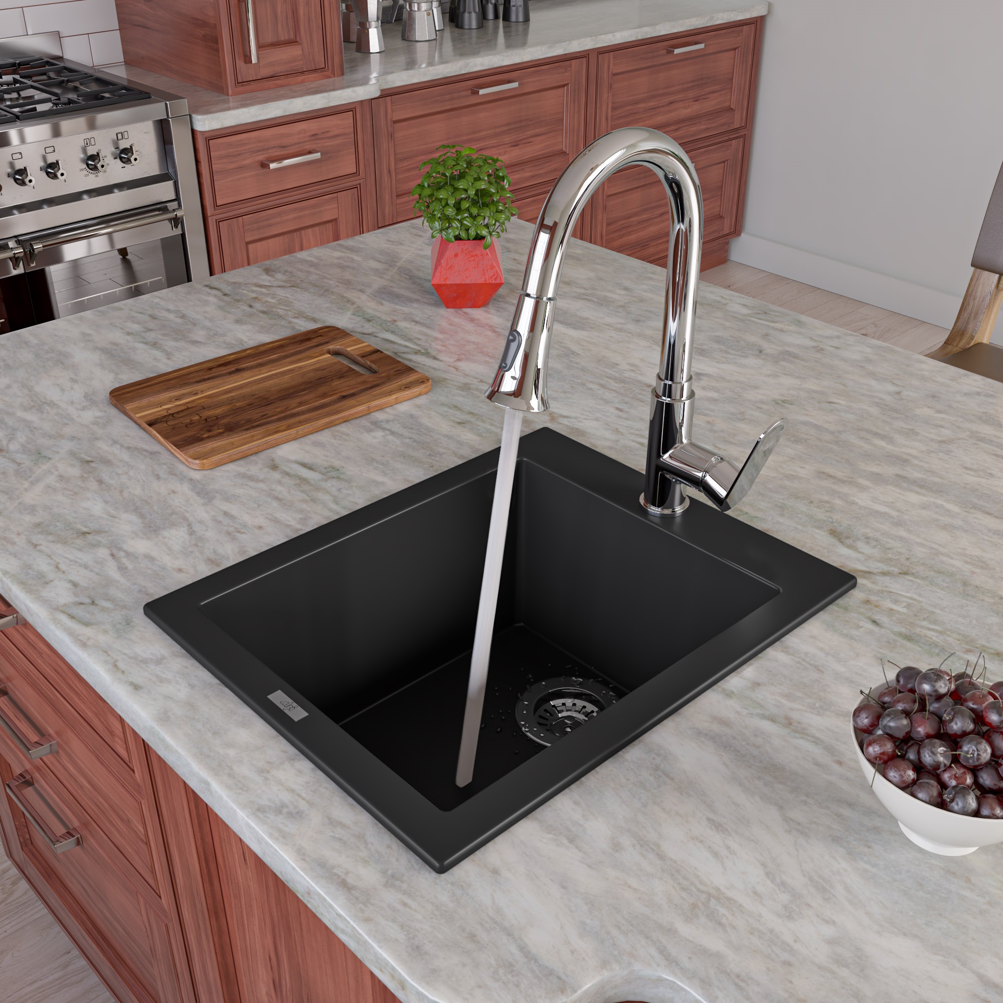 Picture of ALFI Brand AB1720DI-BLA Drop-In Rectangular Granite Composite Kitchen Prep Sink - Biscuit- 17 in.